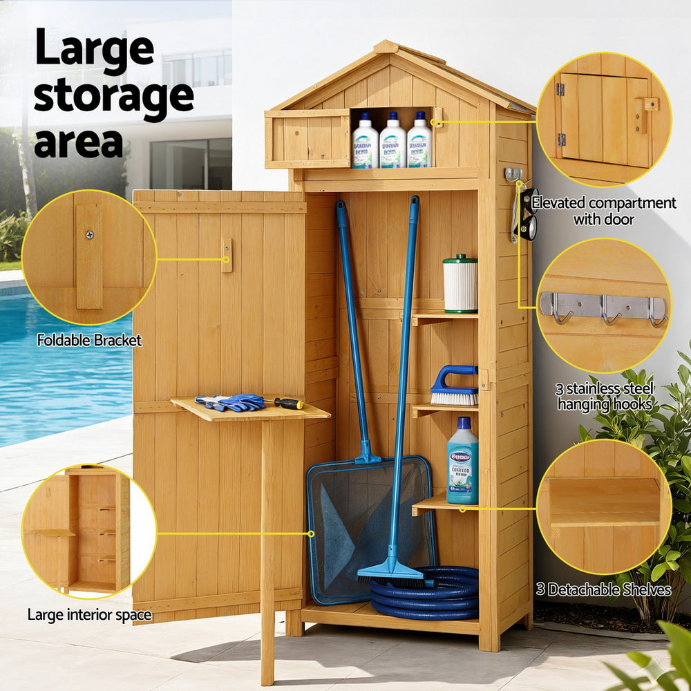 Gardeon Outdoor Storage Cabinet Cupboard Folding Table Tool Organizer Shed Adjustable-Furniture > Office > Storage Cabinets-PEROZ Accessories