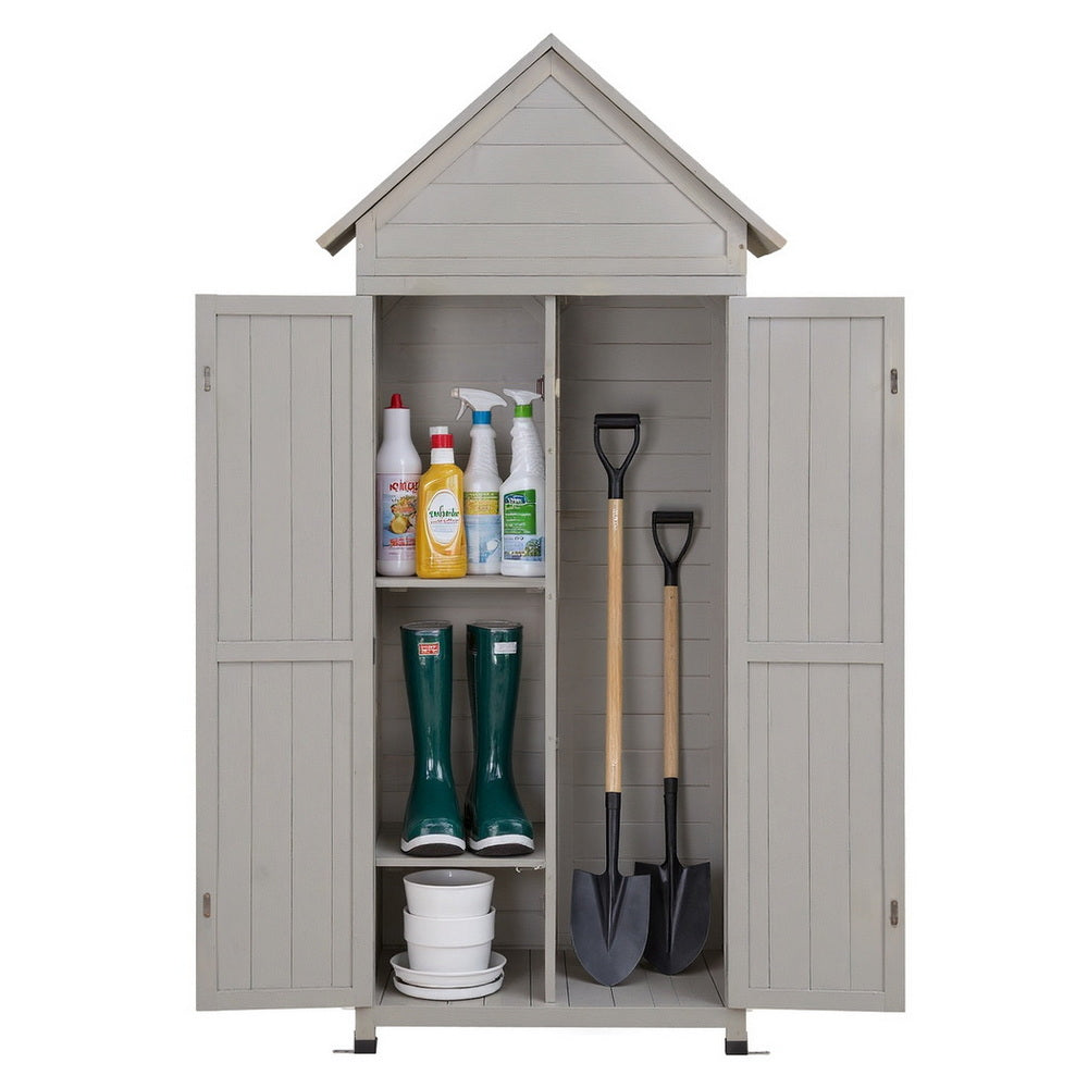 Gardeon Outdoor Storage Cabinet Cupboard Lockable Tool Organizer Shed Adjustable Grey-Furniture > Office > Storage Cabinets-PEROZ Accessories