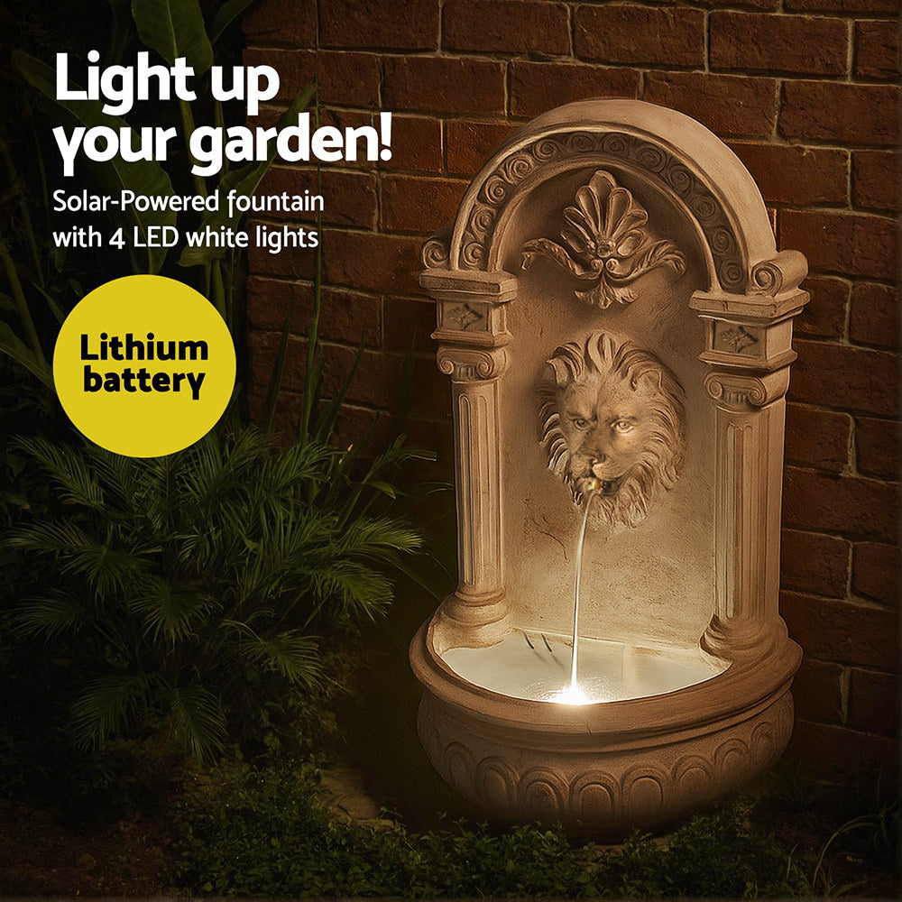 Gardeon Solar Fountain Water Feature Wall Mount Garden Fountains 77CM Beige-Home & Garden > Fountains > Fountains & Ponds-PEROZ Accessories