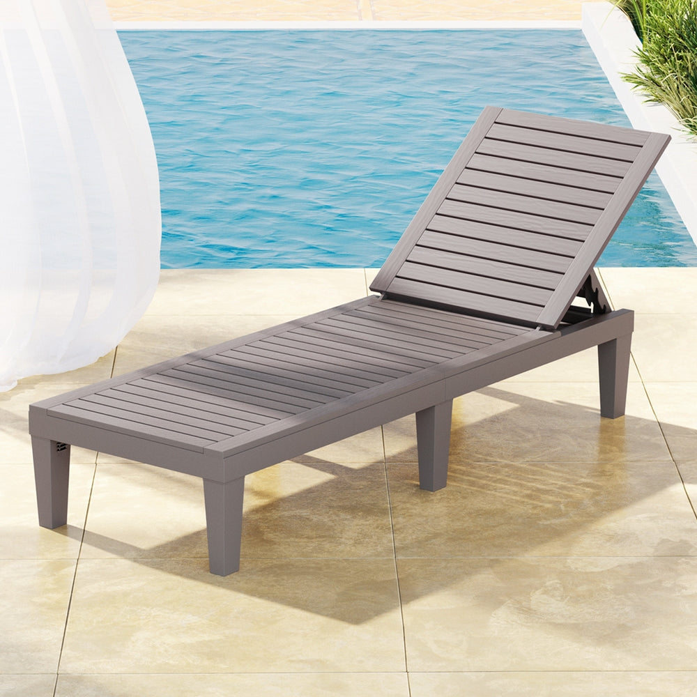 Gardeon Sun Lounge Adjustable Recliner Patio Outdoor Furniture Lightweight Grey-Furniture > Outdoor > Outdoor Sofas & Lounge Sets-PEROZ Accessories
