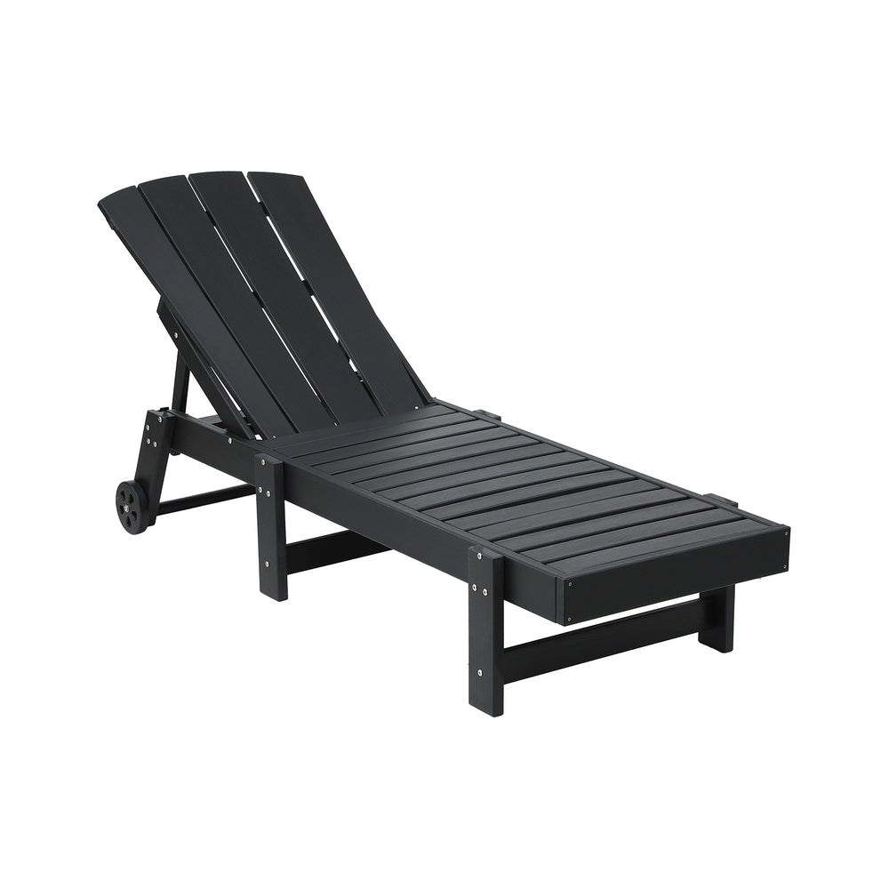 Gardeon Sun Lounge Beach Chair HDPE Adirondack Lounger Patio Outdoor Furniture with Wheels Black-Furniture > Outdoor > Outdoor Tables-PEROZ Accessories