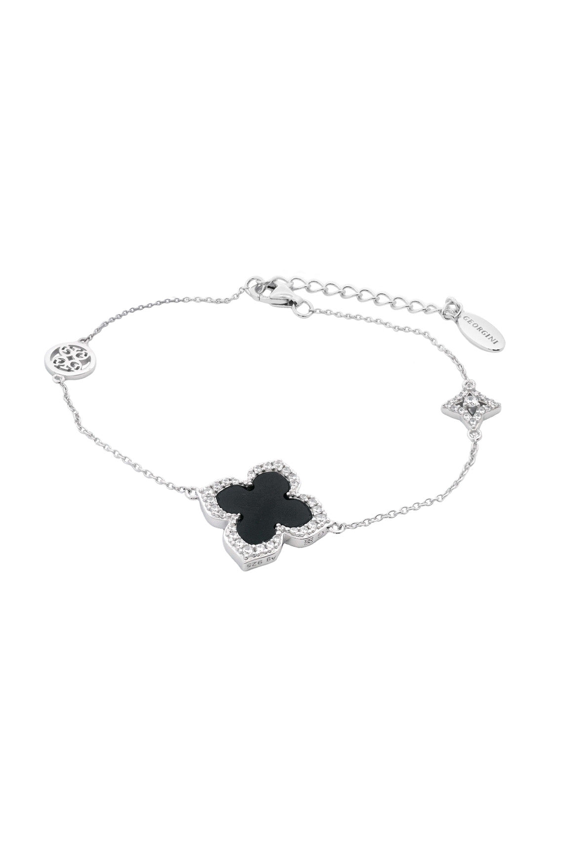 GEORGINI MIDNIGHT VELVET BLACK AGATE FAIRWATER BRACELET SILVER-PEROZ Accessories