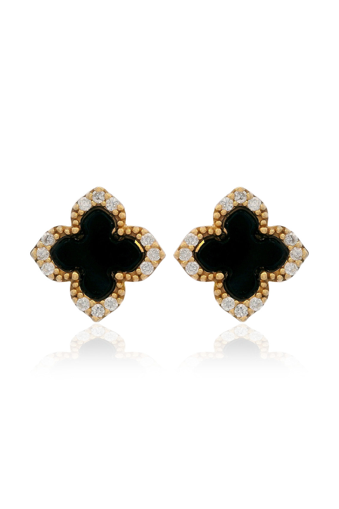 GEORGINI MIDNIGHT VELVET BLACK AGATE FAIRWATER STUD EARRINGS GOLD-PEROZ Accessories