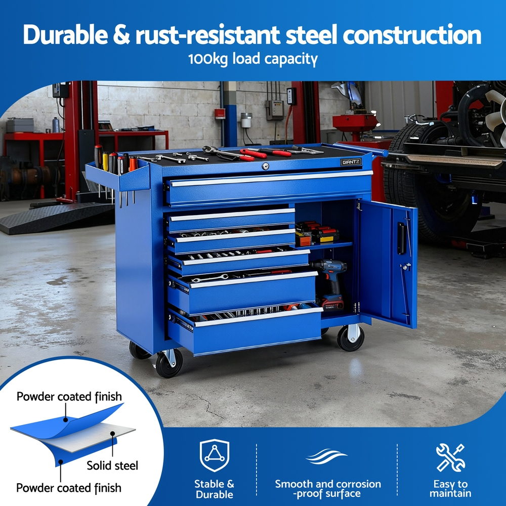 Giantz 6 Drawer Tool Chest Trolley Cabinet Cart Toolbox Storage Organiser Wheels-Tools > Tools Storage > Tool Boxes-PEROZ Accessories