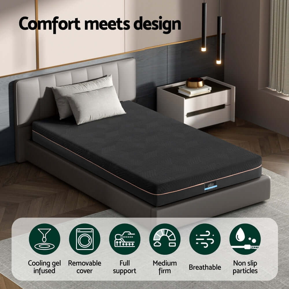 Giselle 18cm Memory Foam Mattress Green Tea Foam Cool Gel Foam Mattresses Single-Home & Garden > Bedding > Pillows-PEROZ Accessories