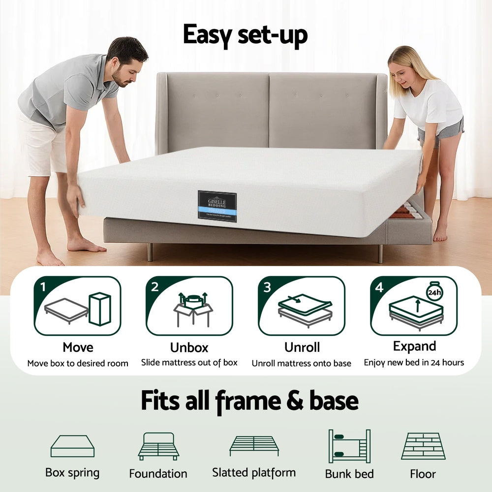Giselle 20cm Memory Foam Mattress Green Tea King-Furniture > Mattresses > King Size Mattress-PEROZ Accessories