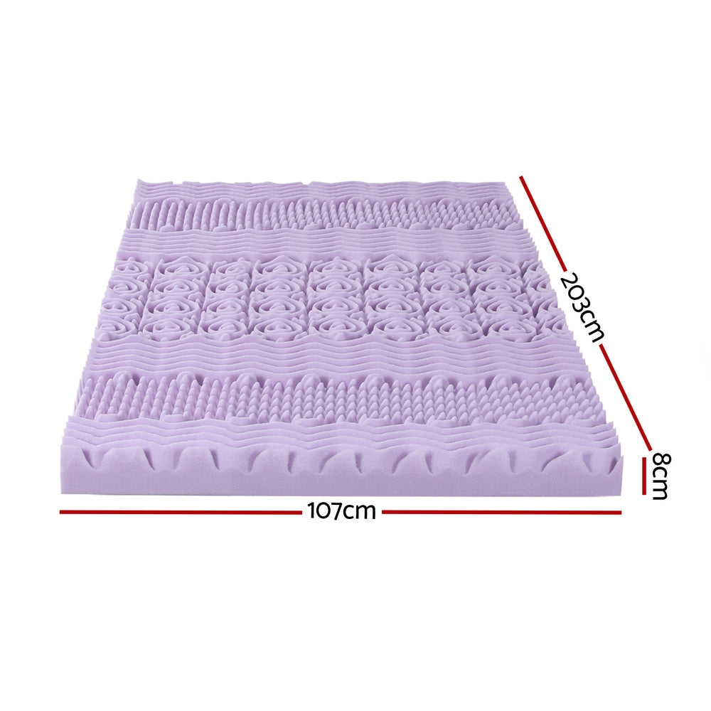Giselle 8cm Memory Foam Mattress Topper Lavender Infused Bamboo Cover 7-Zone King Single-Furniture > Mattresses > Mattress Toppers-PEROZ Accessories