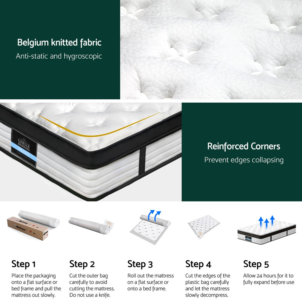 Giselle Bedding 31cm Mattress Euro Top King Single-Furniture > Mattresses > Single Mattress-PEROZ Accessories