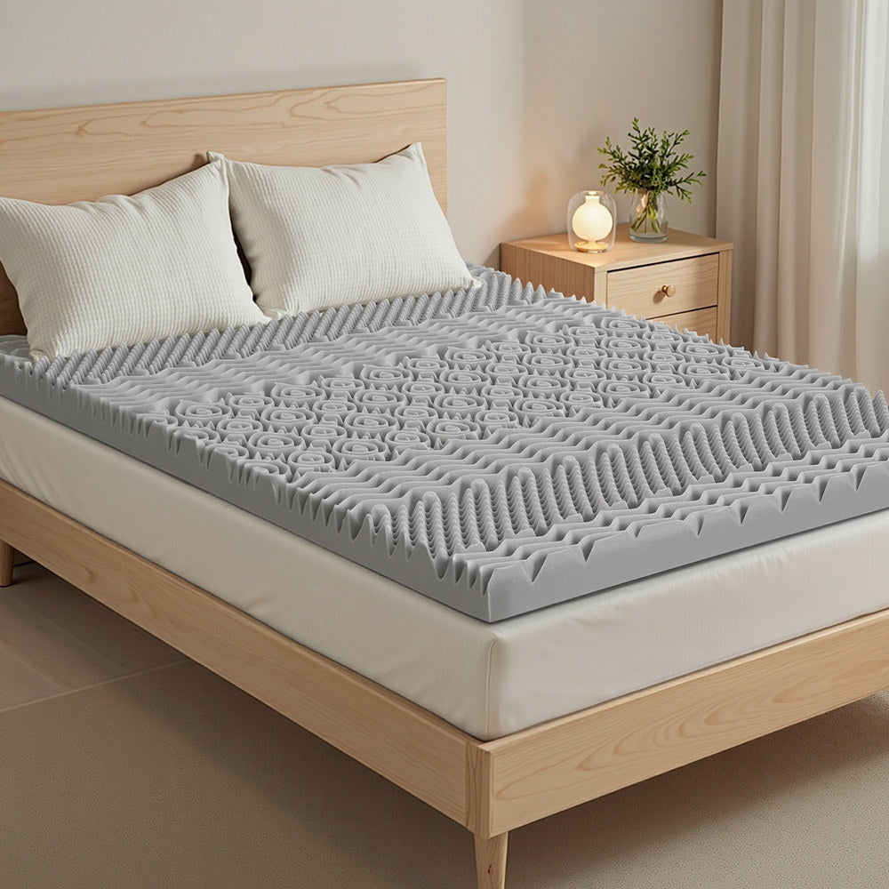 Giselle Bedding 8cm Memory Foam Mattress Topper 7-Zone Graphite Queen-Furniture > Mattresses > Mattress Toppers-PEROZ Accessories
