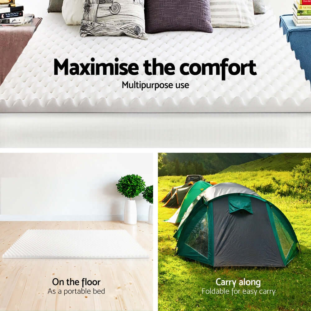 Giselle Bedding Memory Foam Mattress Topper Egg Crate 5cm King Single-Furniture > Mattresses > Mattress Toppers-PEROZ Accessories