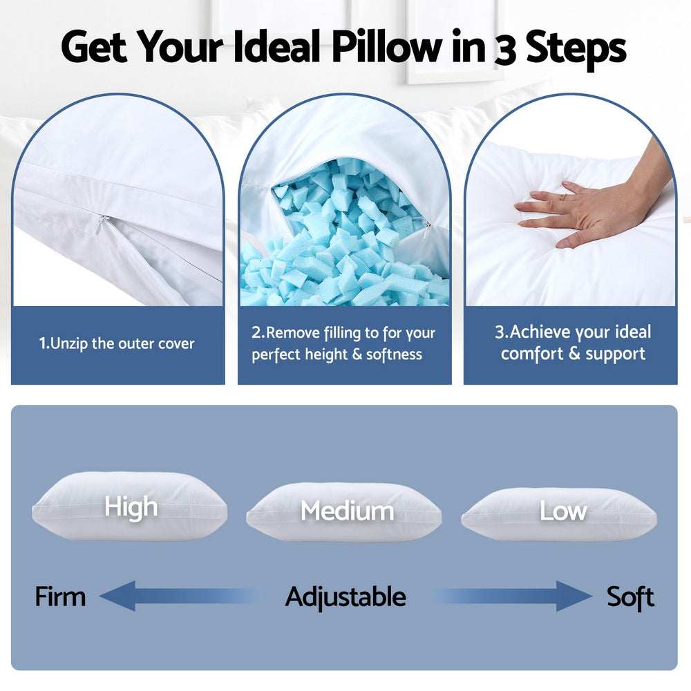 Giselle Bedding Shredded Memory Foam Pillow Adjustable Loft-Home & Garden > Bedding > Pillows-PEROZ Accessories