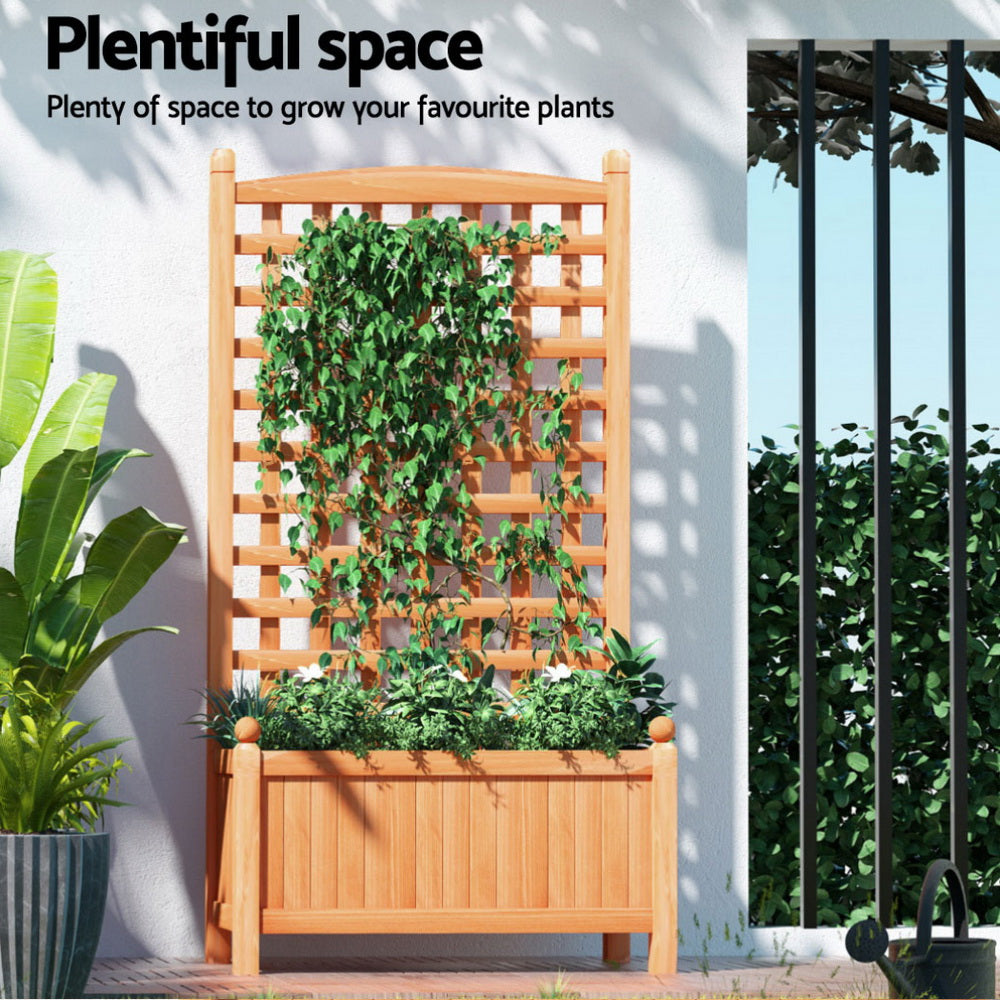 Green Fingers 2X Garden Bed Wooden 64x35x115cm Planter Raised Box Container Trellis-Home & Garden > Garden Beds > Garden Beds & Planters-PEROZ Accessories