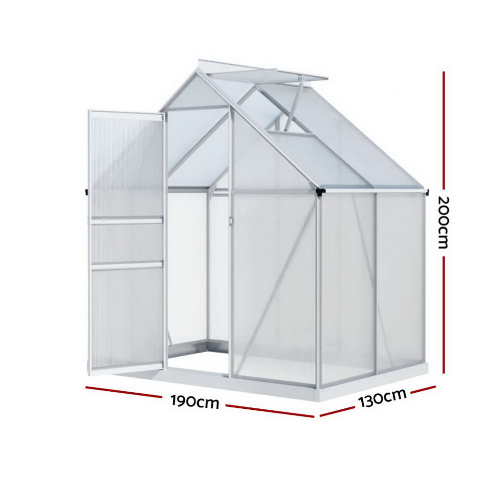 Green Fingers Greenhouse Aluminium Polycarbonate Premium Garden Storage Shed 3.1Mx1.9Mx2.0M-Home & Garden > Greenhouses > Greenhouses & Accessories-PEROZ Accessories