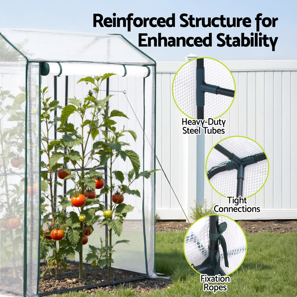 Green Fingers Mini Greenhouse PE Cover Green House Roll-Up Zippered Door 1.0x0.8x1.5M-Home & Garden > Greenhouses > Greenhouses & Accessories-PEROZ Accessories