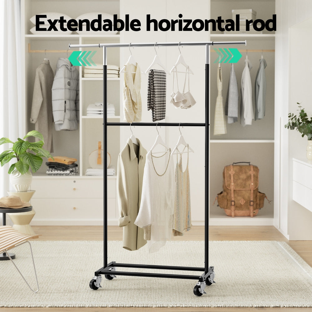 Artiss Clothes Rack Double Rod Airer Rail Coat Stand Adjustable Hanger-Furniture > Living Room > Coat Racks-PEROZ Accessories