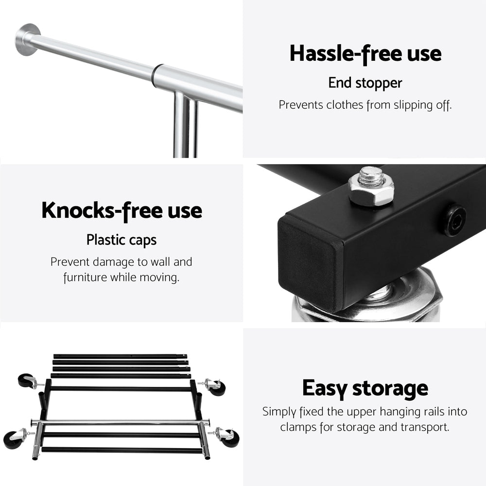 Artiss Clothes Rack Double Rod Airer Rail Coat Stand Adjustable Hanger-Furniture > Living Room > Coat Racks-PEROZ Accessories