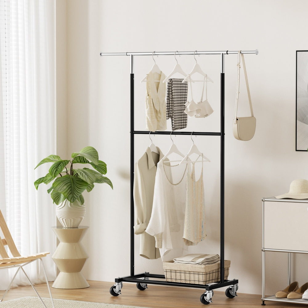 Artiss Clothes Rack Double Rod Airer Rail Coat Stand Adjustable Hanger-Furniture > Living Room > Coat Racks-PEROZ Accessories