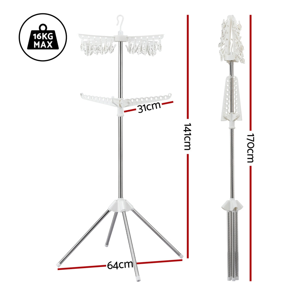 Artiss Clothes Rack Airer 2 Tier Rotatable Hanger Foldable-Furniture > Living Room > Coat Racks-PEROZ Accessories
