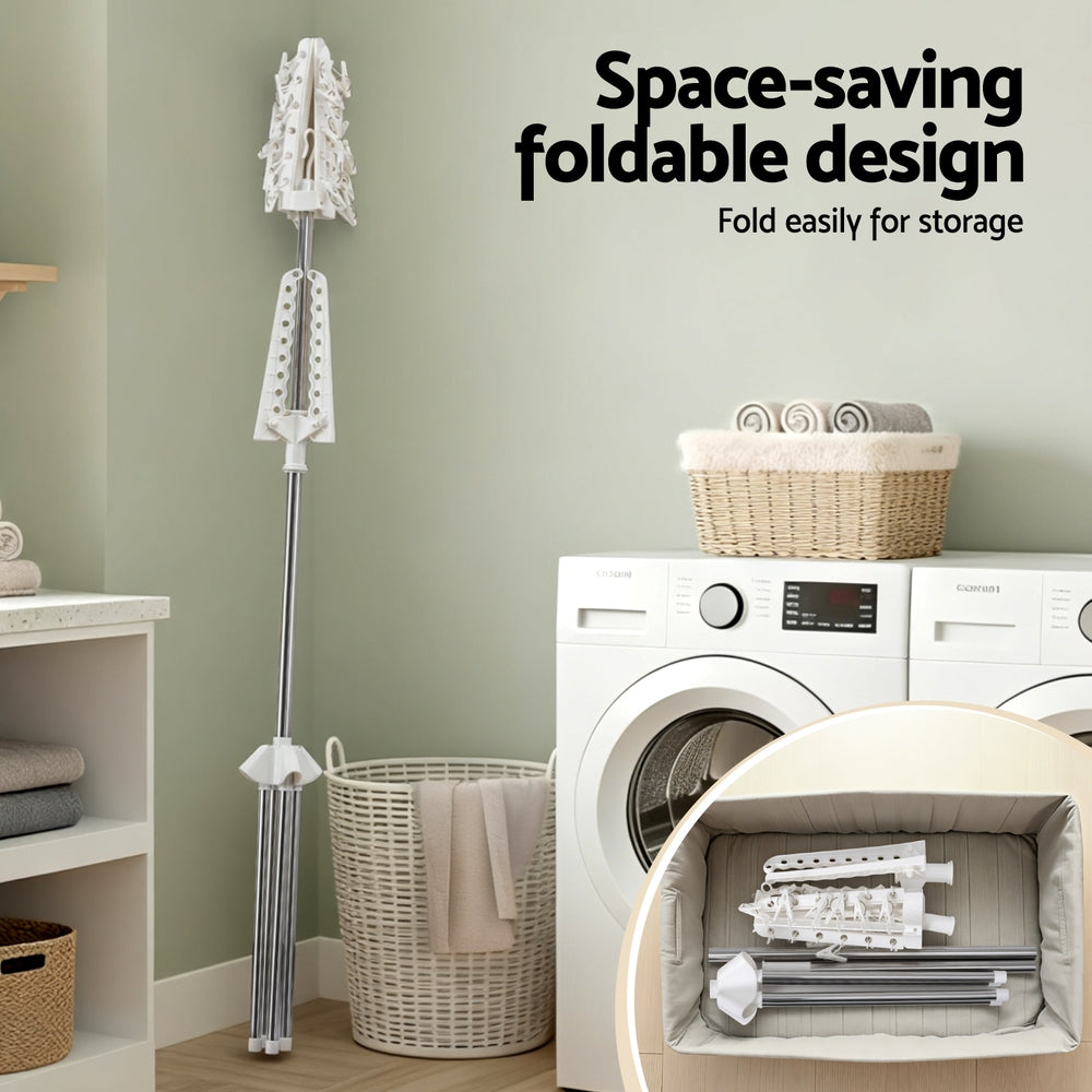 Artiss Clothes Rack Airer 2 Tier Rotatable Hanger Foldable-Furniture > Living Room > Coat Racks-PEROZ Accessories