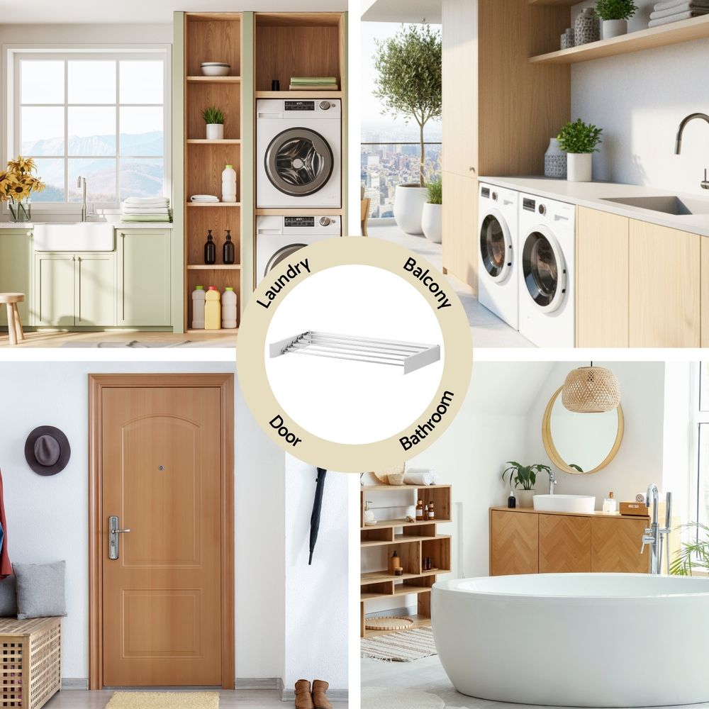 Artiss Clothes Rack Wall Mounted Airer Foldable White-Furniture > Living Room > Coat Racks-PEROZ Accessories