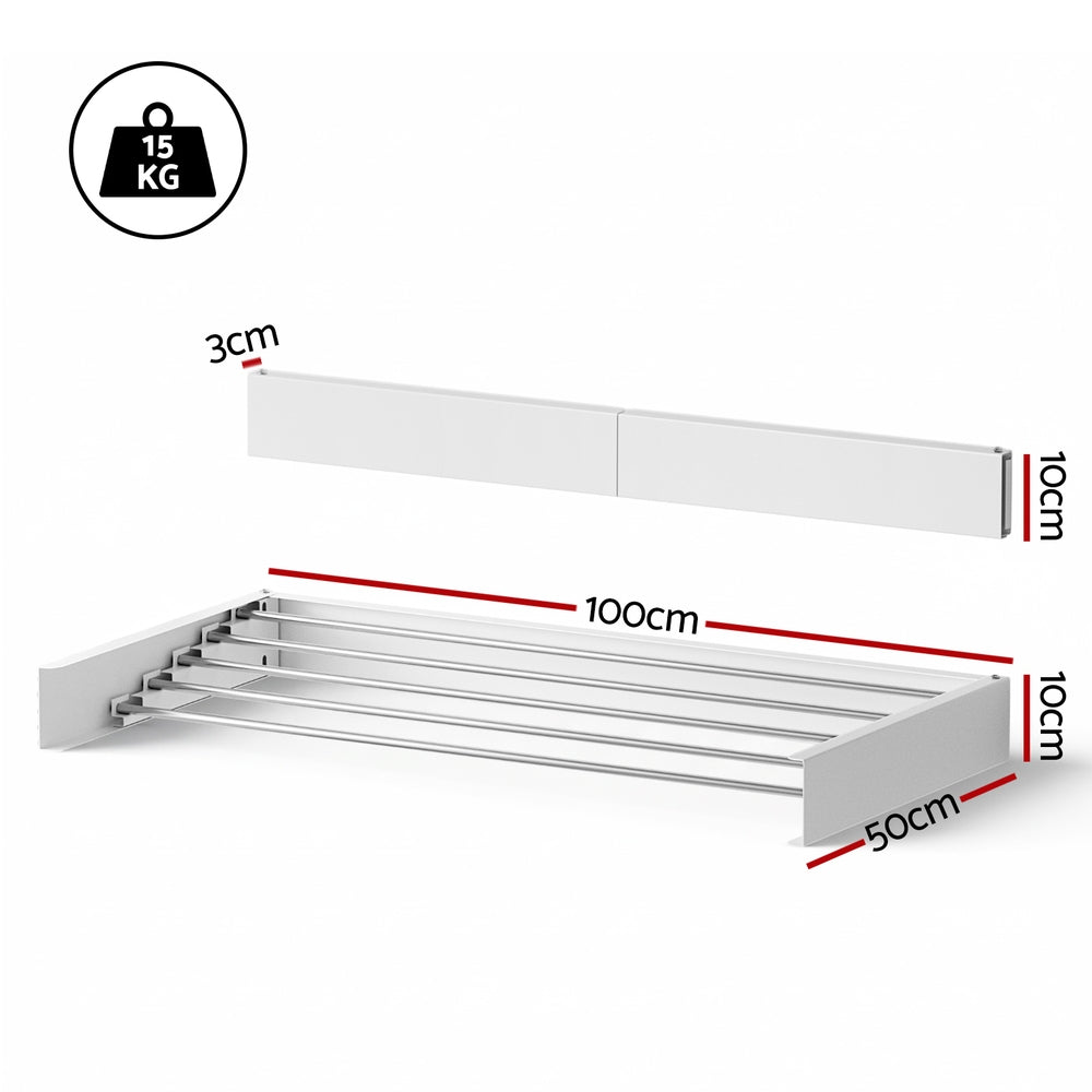 Artiss Clothes Rack Wall Mounted Airer Foldable White-Furniture > Living Room > Coat Racks-PEROZ Accessories