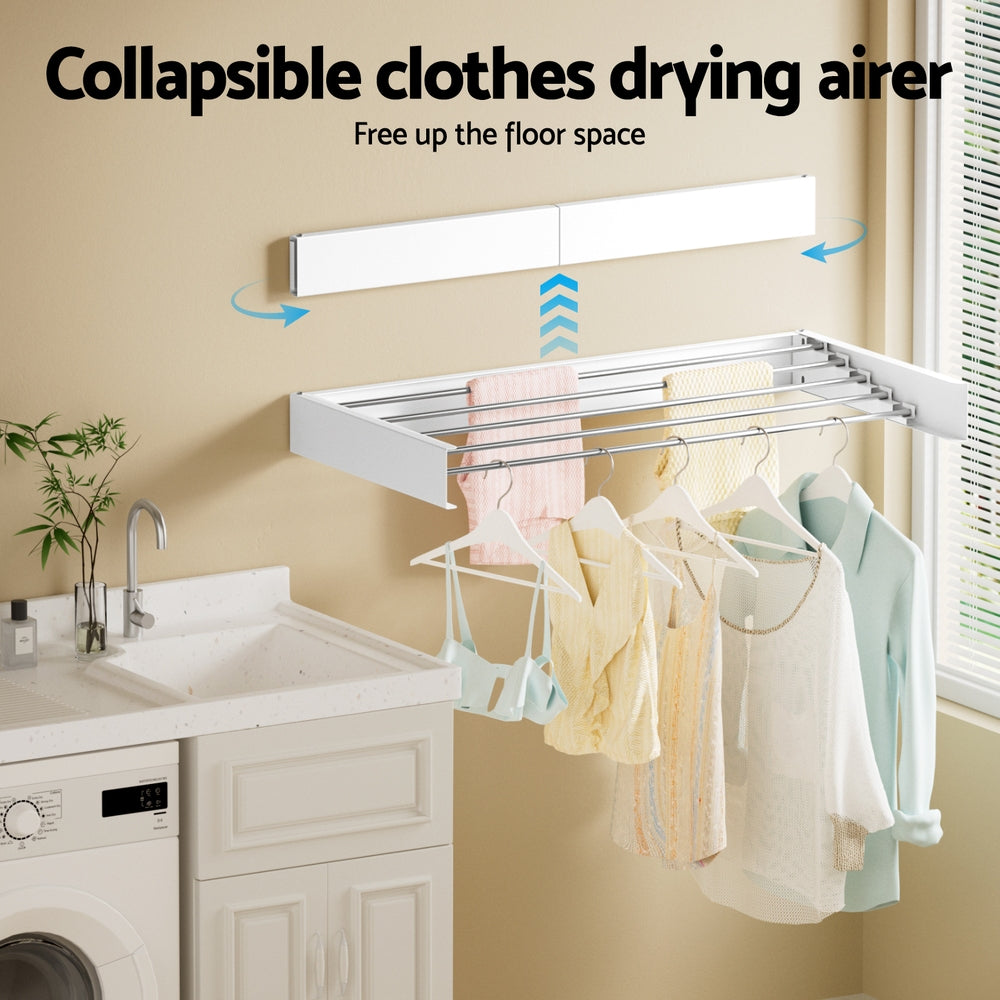 Artiss Clothes Rack Wall Mounted Airer Foldable White-Furniture > Living Room > Coat Racks-PEROZ Accessories