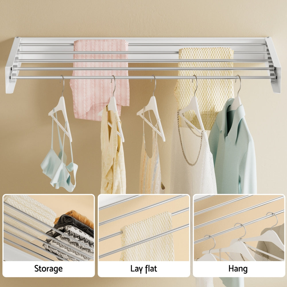 Artiss Clothes Rack Wall Mounted Airer Foldable White-Furniture > Living Room > Coat Racks-PEROZ Accessories