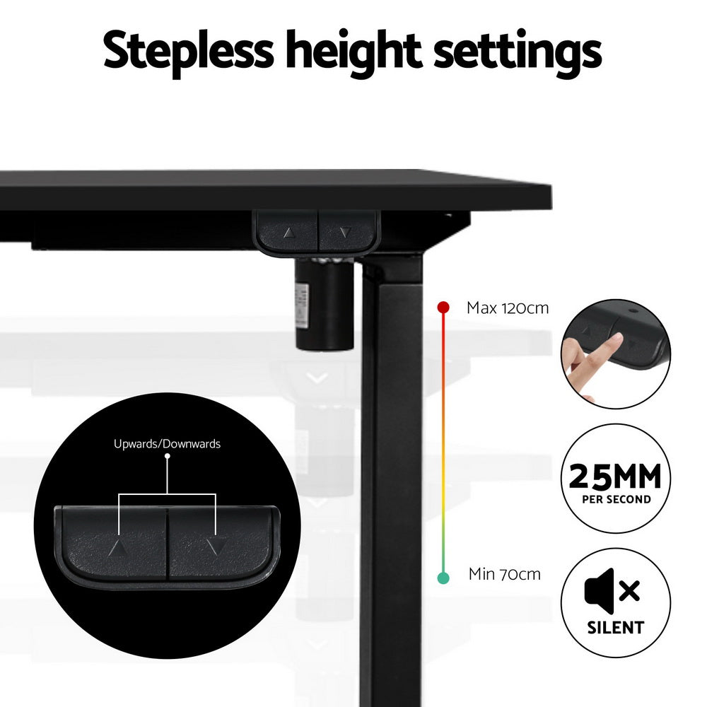 Artiss Electric Standing Desk Frame Only Height Adjustable 70KG Load Black-Office Desks-PEROZ Accessories