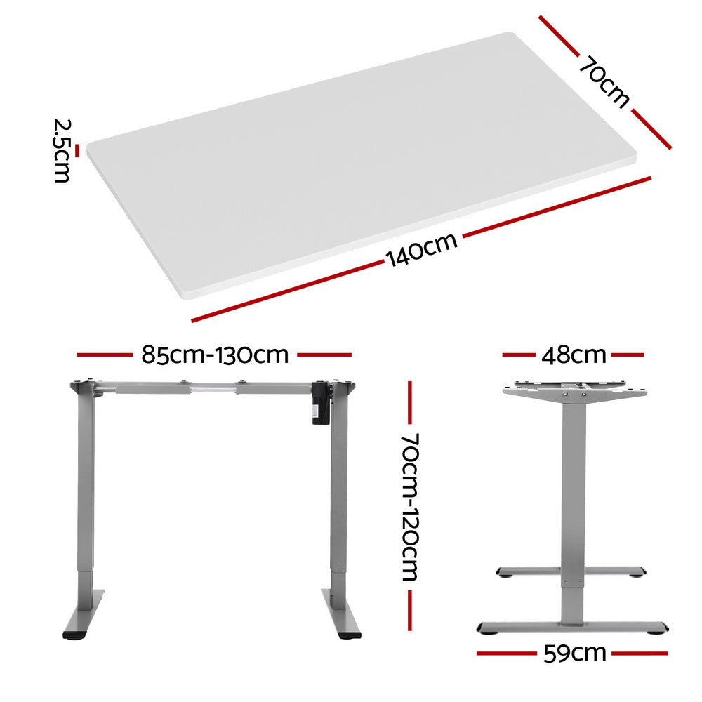 Artiss Standing Desk Motorised 140CM White-Office Desks-PEROZ Accessories