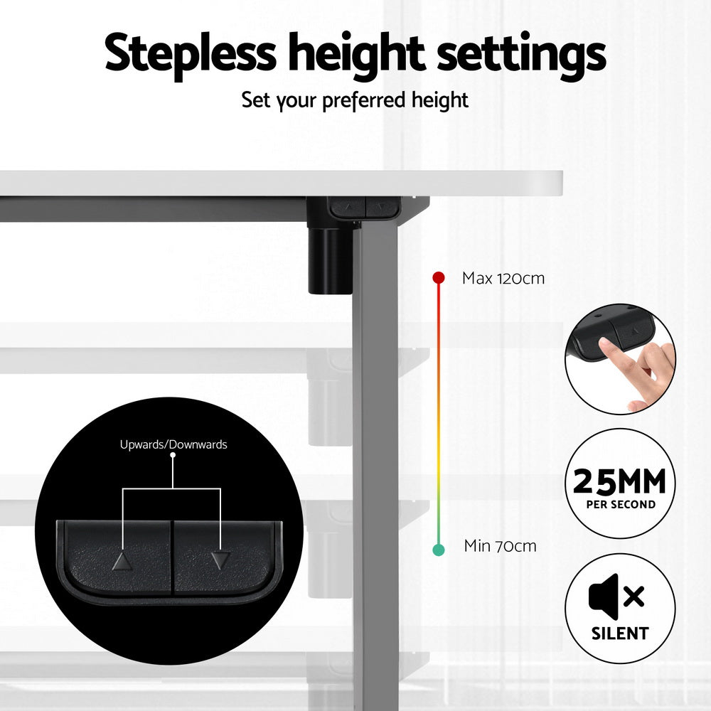Artiss Standing Desk Motorised 140CM White-Office Desks-PEROZ Accessories