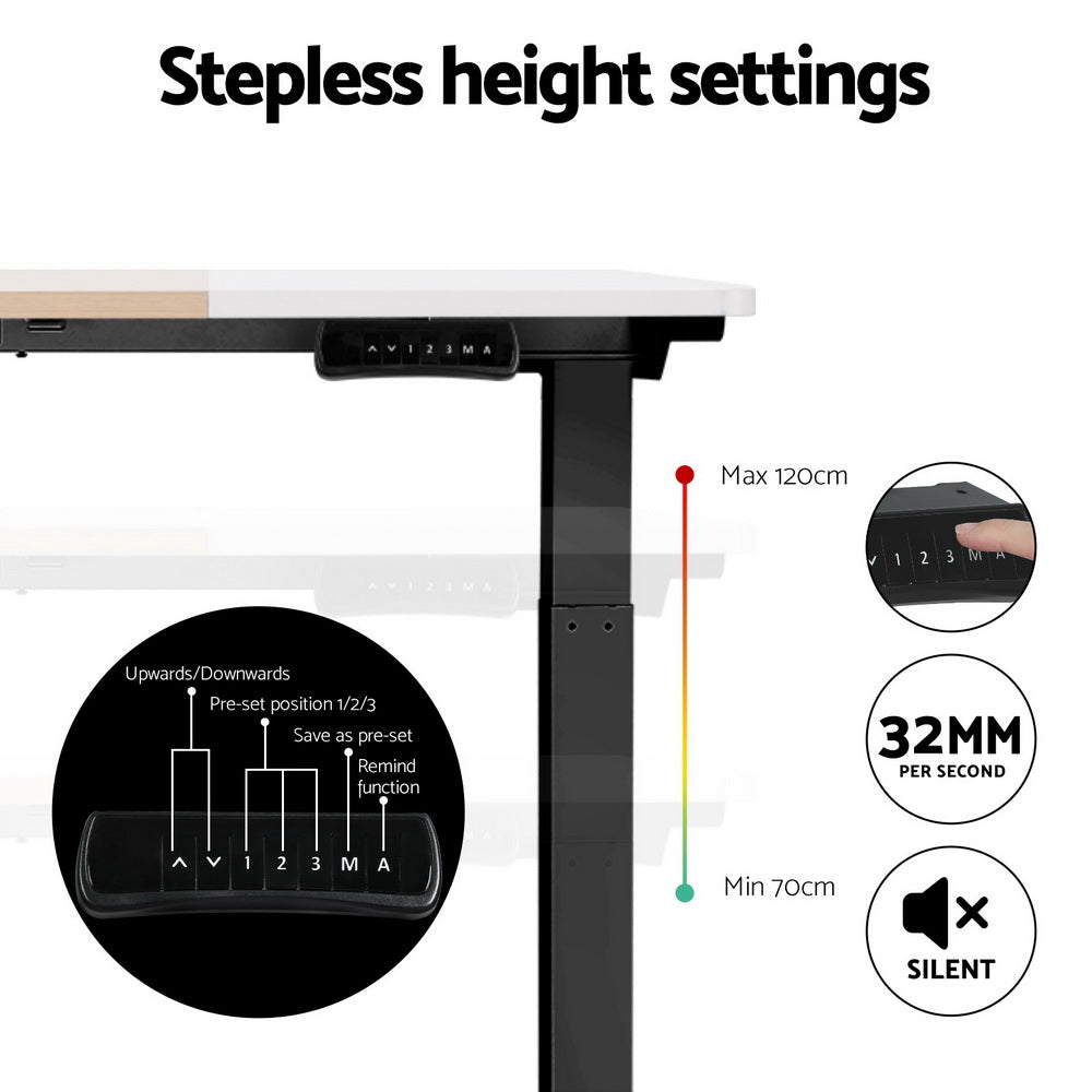 Artiss Standing Desk Motorised Electric Dual Motor 120CM-Furniture > Office-PEROZ Accessories