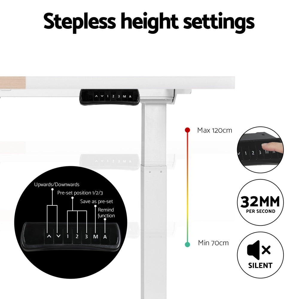 Artiss Standing Desk Motorised Dual Motor 120CM-Furniture > Office-PEROZ Accessories