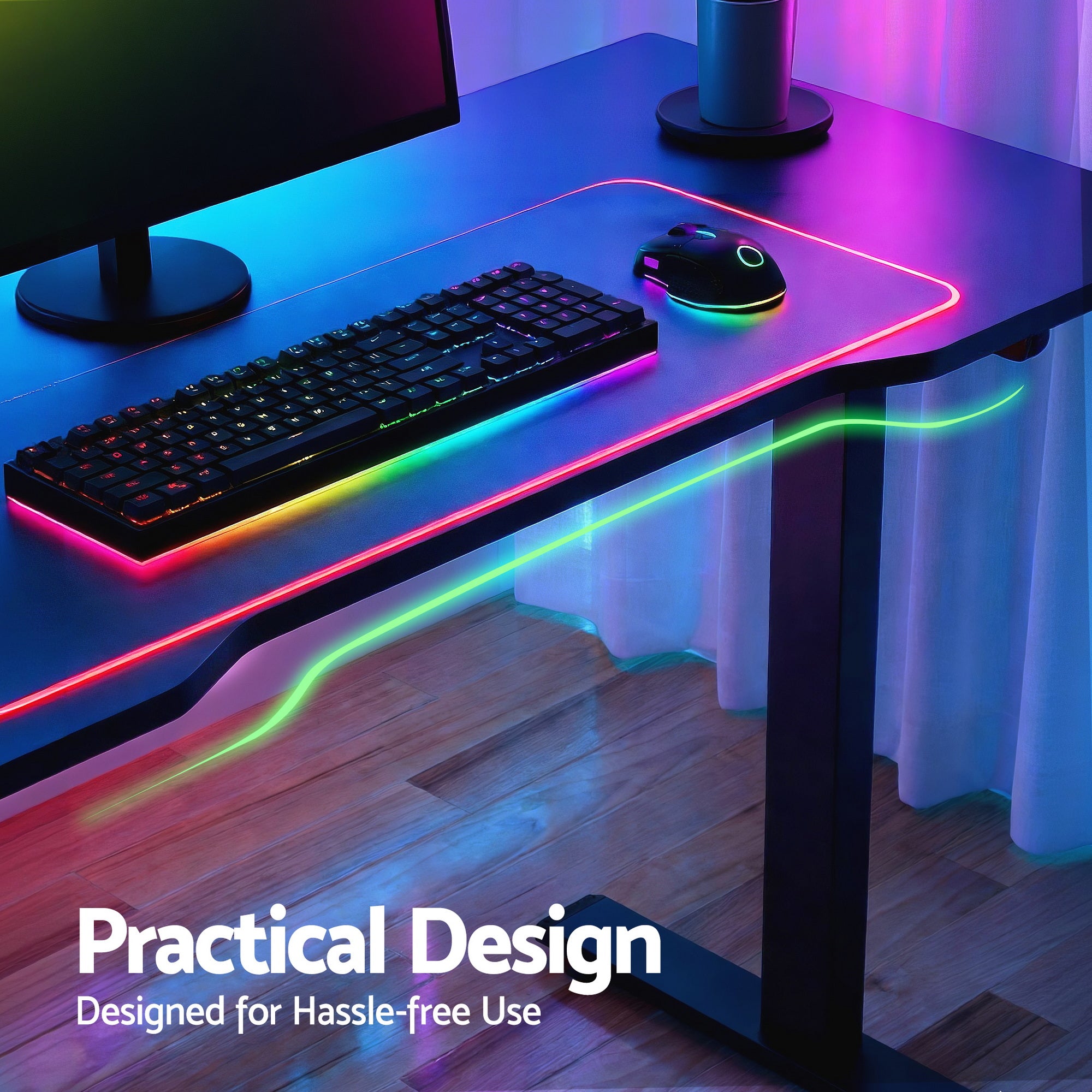 Artiss Gaming Desks Standing Desk Motorised 140CM Black-Office Desks-PEROZ Accessories