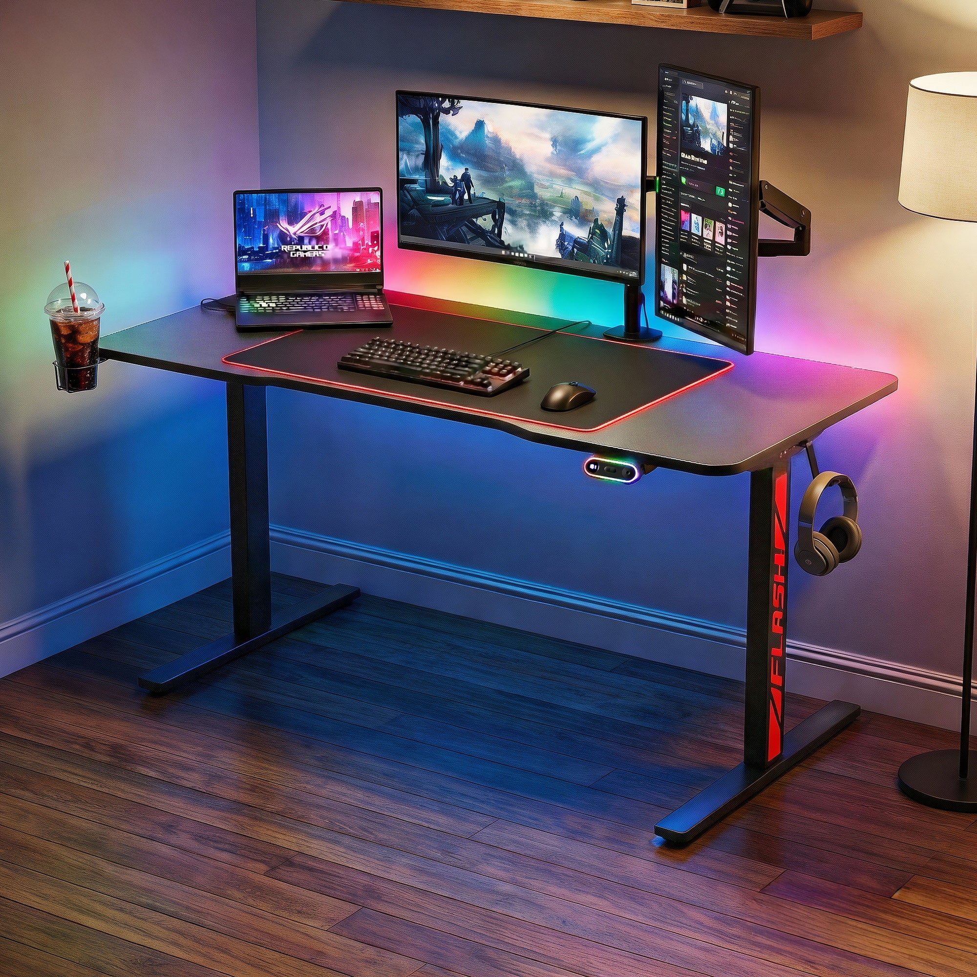Artiss Gaming Desks Standing Desk Motorised 140CM Black-Office Desks-PEROZ Accessories