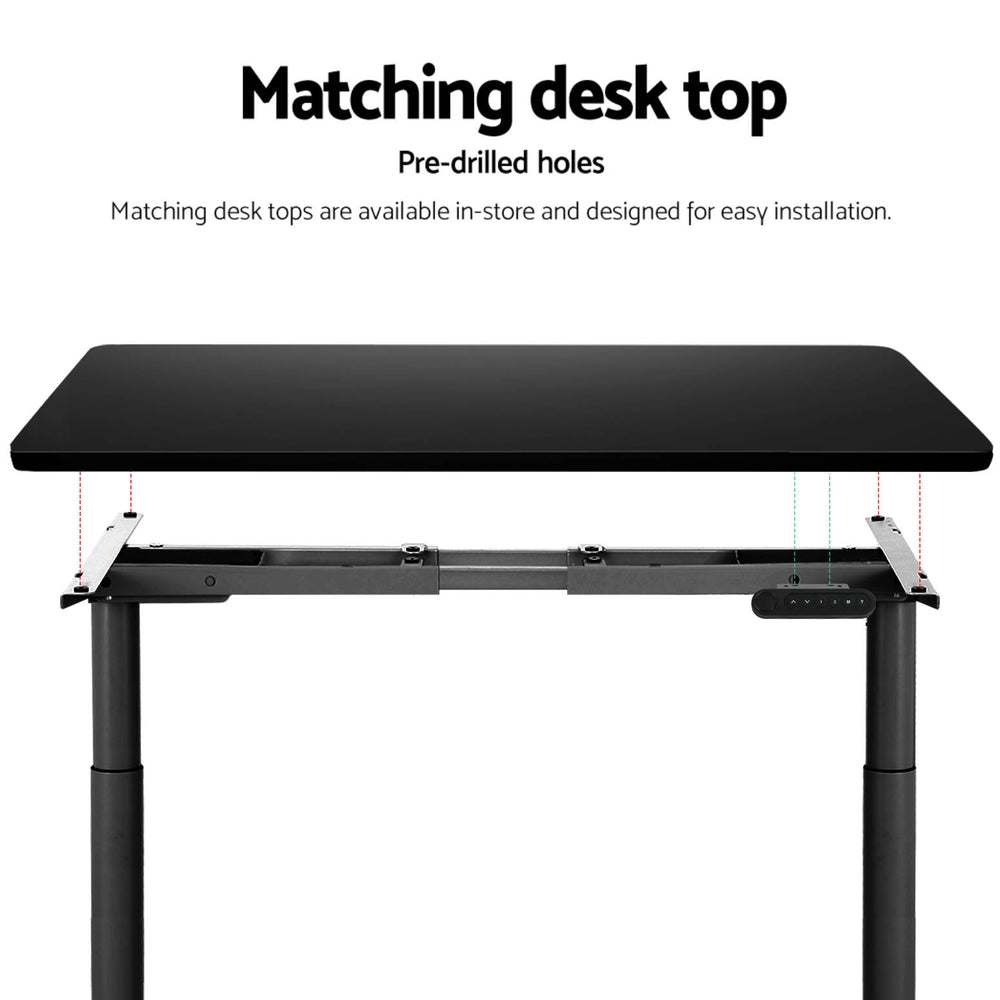 Artiss Standing Desk Frame Only Dual Motor Motorised Adjustable 125KG Load Black-Furniture > Office > Desks-PEROZ Accessories