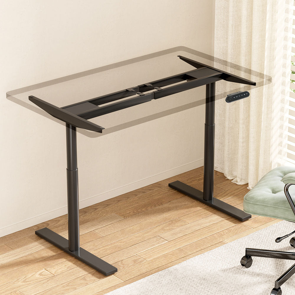 Artiss Standing Desk Frame Only Dual Motor Motorised Adjustable 125KG Load Black-Furniture > Office > Desks-PEROZ Accessories