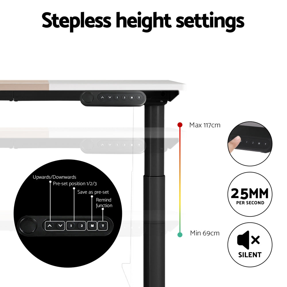 Artiss Standing Desk Motorised Electric Dual Motor 120CM-Furniture > Office-PEROZ Accessories