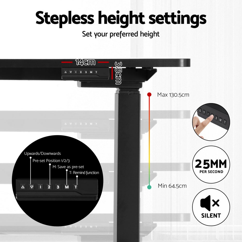 Artiss Standing Desks L-shape Motorised 160CM Black-Furniture > Office-PEROZ Accessories