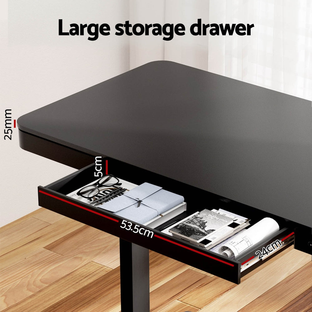 Artiss Standing Desk Motorised Electric Motor Drawer 120CM Black-Furniture > Office > Desks-PEROZ Accessories