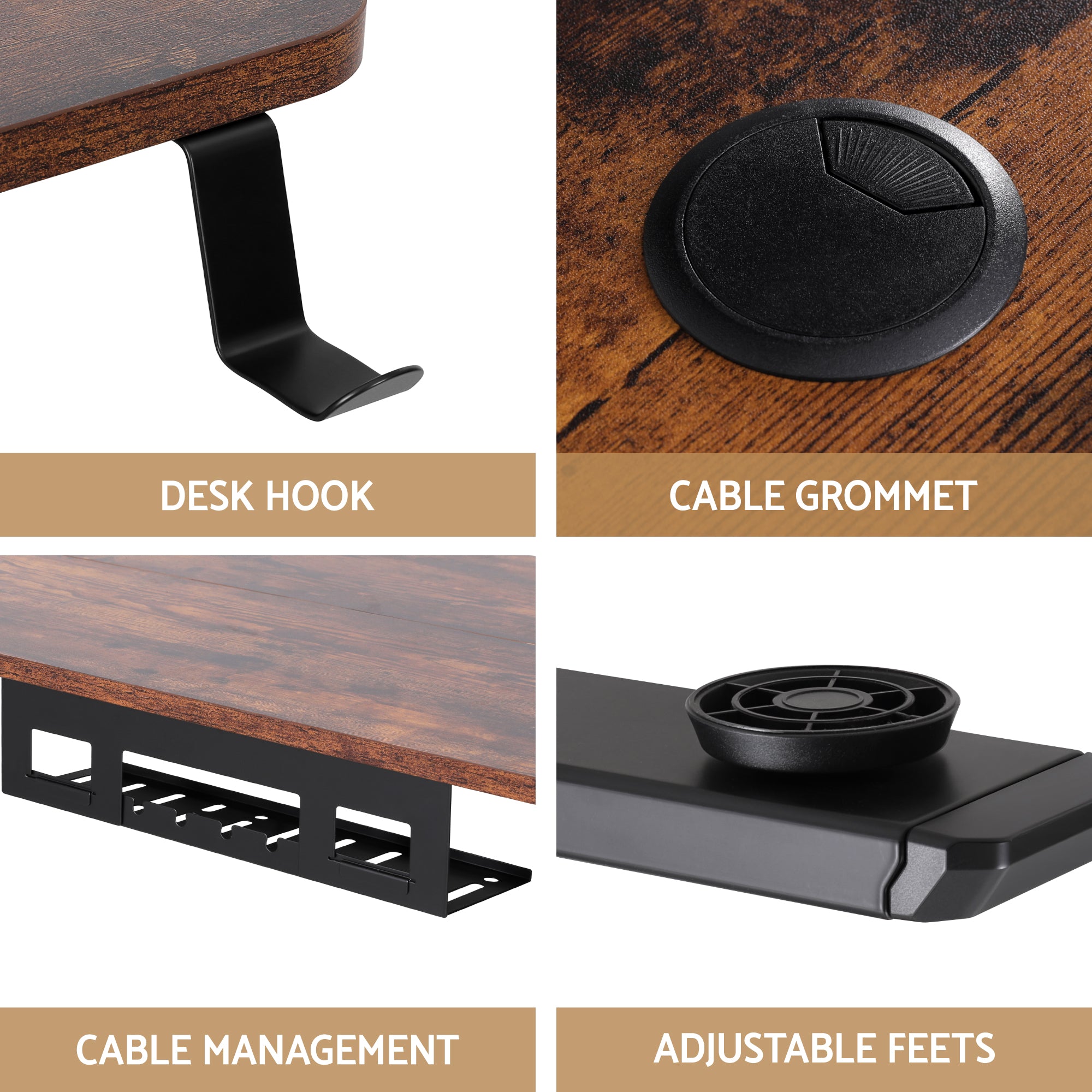 Artiss Electric Standing Desk Adjustable Motorised 120CM L Shaped Rustic Brown-Furniture > Office > Desks-PEROZ Accessories