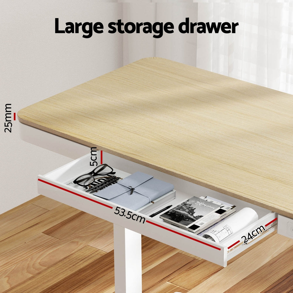 Artiss Standing Desk Motorised Electric Dual Motor Draw 120CM Oak-Furniture > Office-PEROZ Accessories