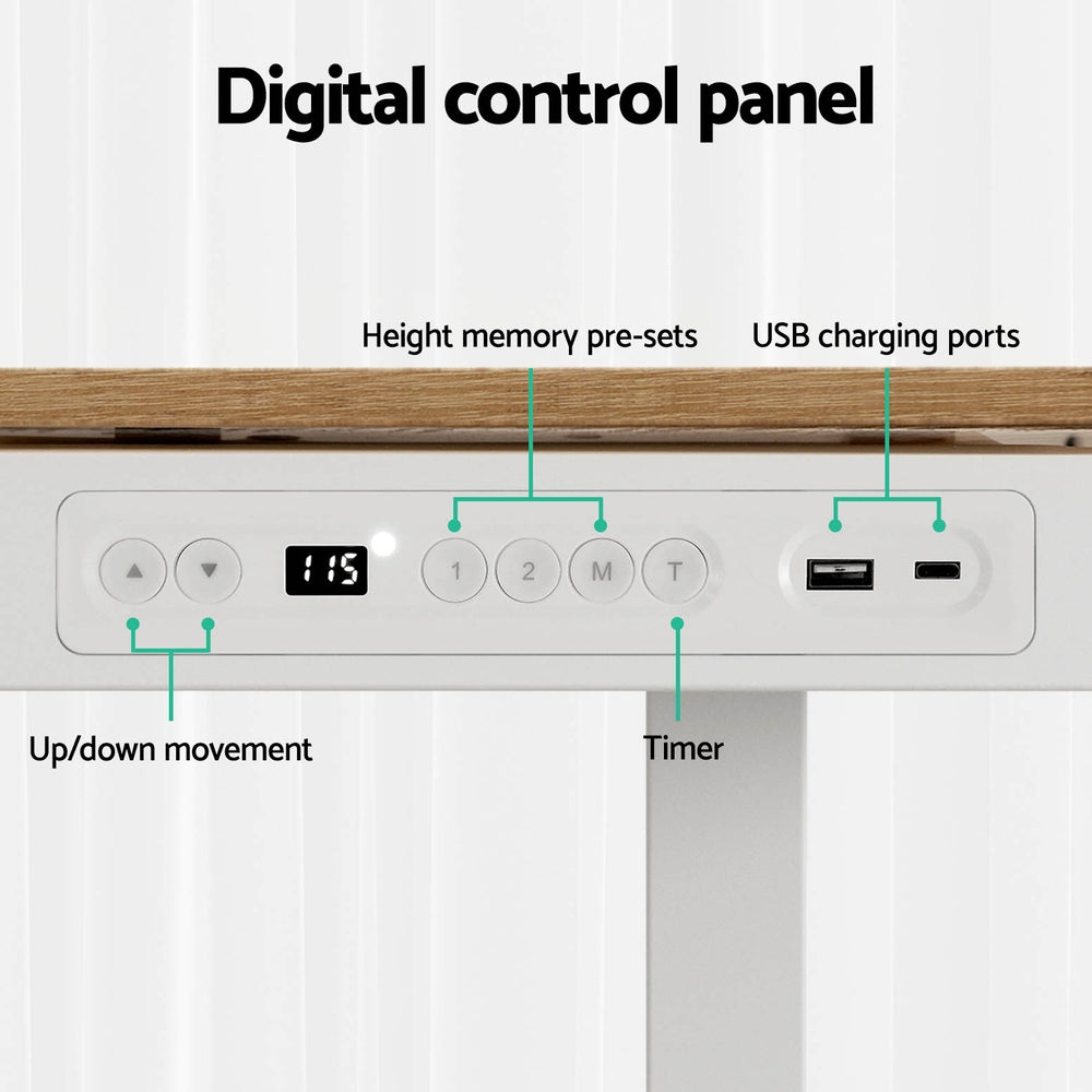 Artiss Standing Desk Motorised Electric Dual Motor Draw 120CM Oak-Furniture > Office-PEROZ Accessories