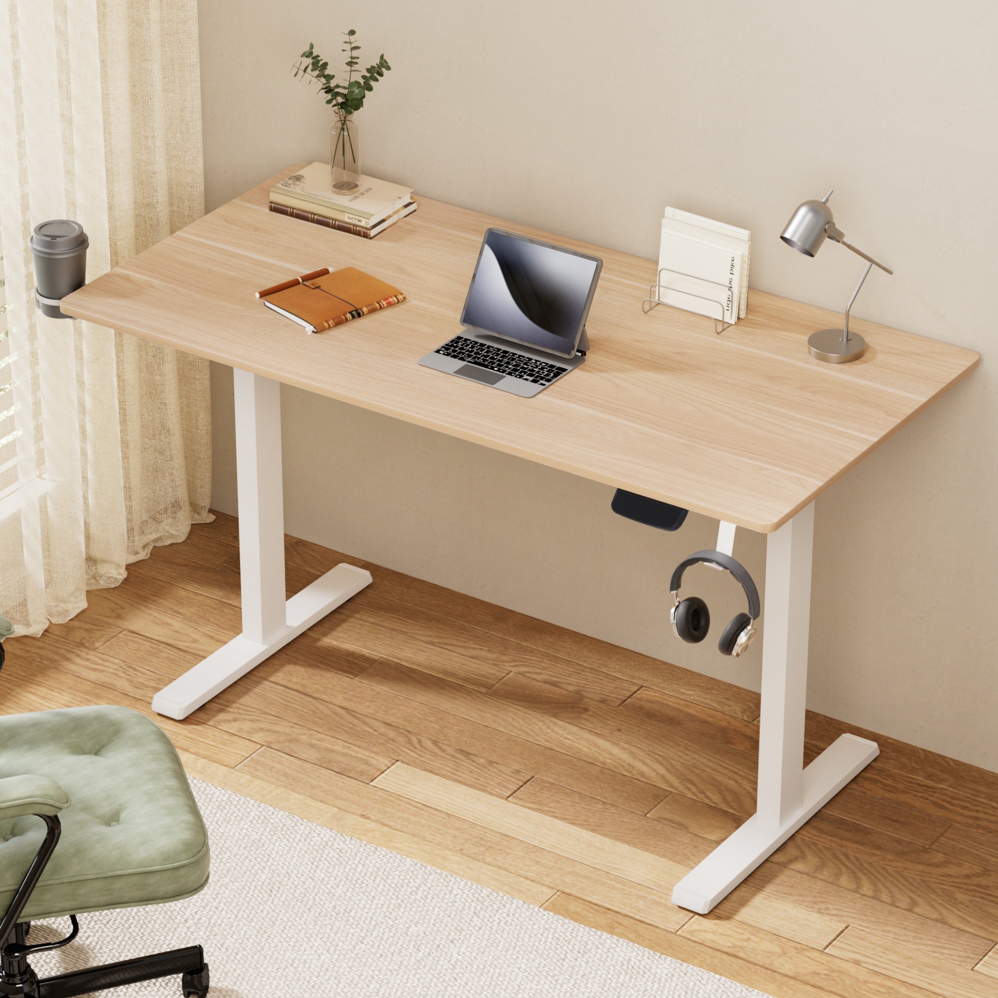 Artiss Standing Desk Motorised Touch Control Electric Oak 140CM-Furniture > Office > Desks-PEROZ Accessories