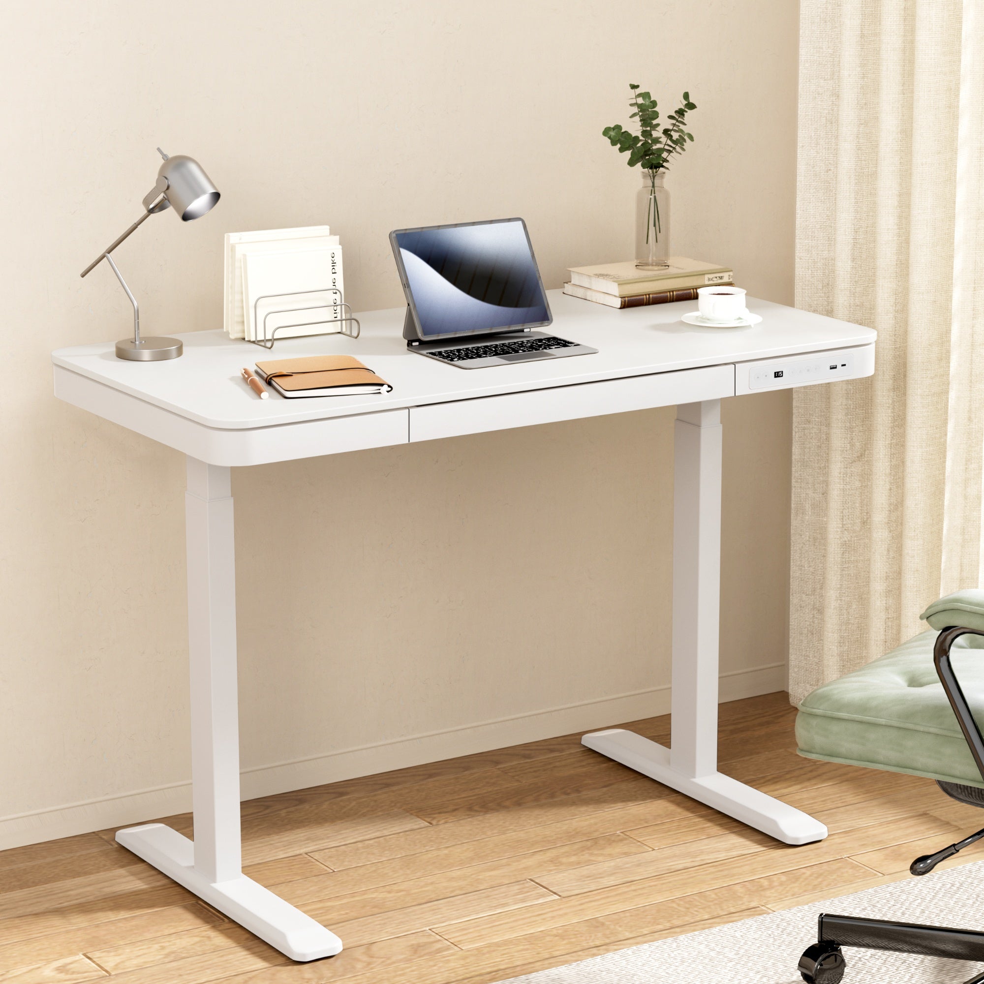 Artiss Standing Desk Motorised Electric Desks Drawer 120CM White-Furniture > Office > Desks-PEROZ Accessories
