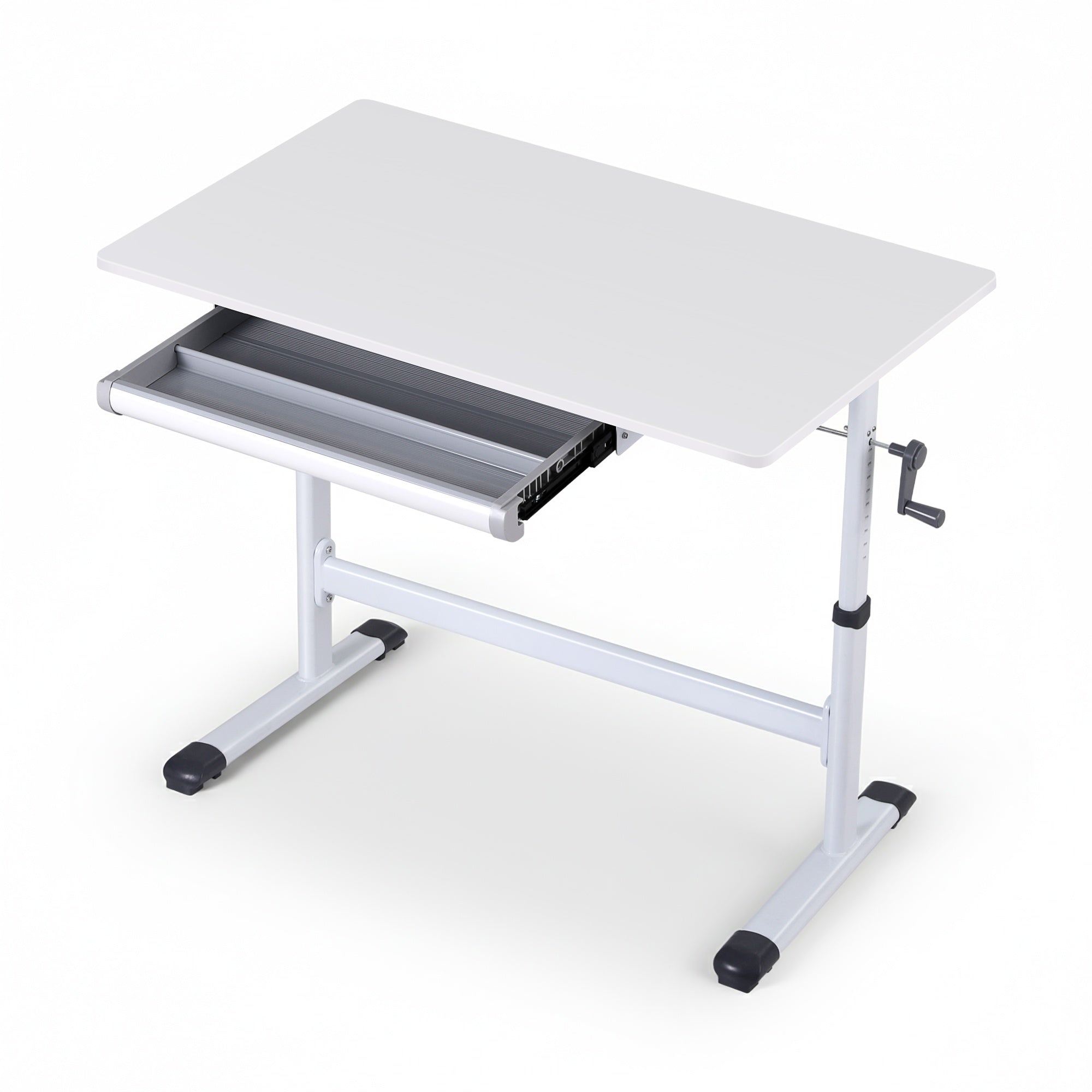 Artiss Manual Standing Desk Height Adjustable Workstation Computer Desks Study 100CM White-Furniture > Office > Desks-PEROZ Accessories