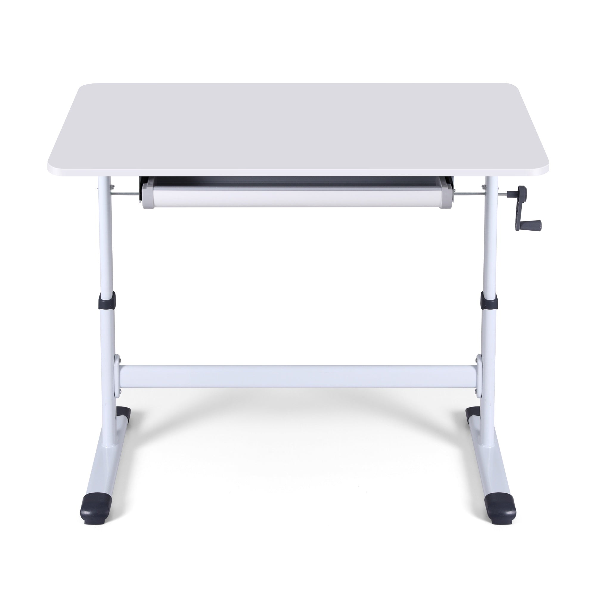 Artiss Manual Standing Desk Height Adjustable Workstation Computer Desks Study 100CM White-Furniture > Office > Desks-PEROZ Accessories
