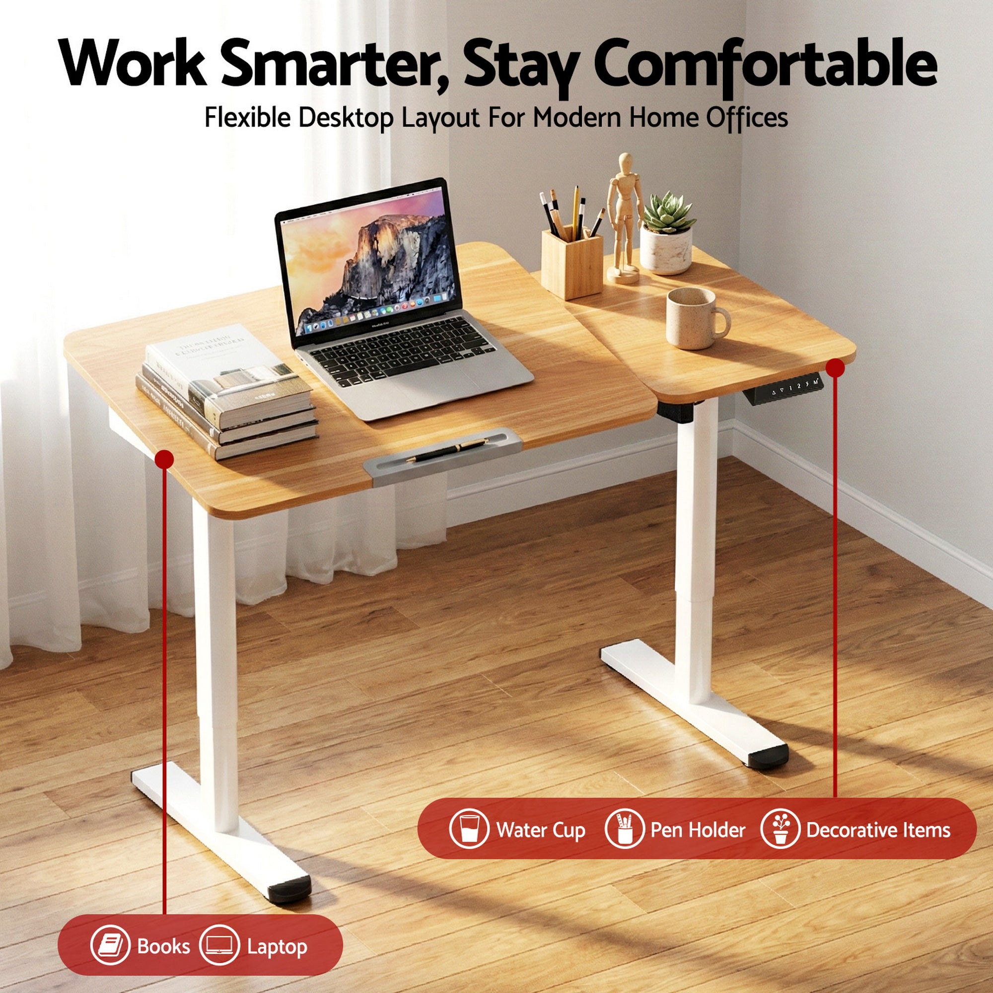 Artiss Electric Standing Desk Height Adjustable Sit Stand Desk Tilting Top-Furniture > Office > Desks-PEROZ Accessories