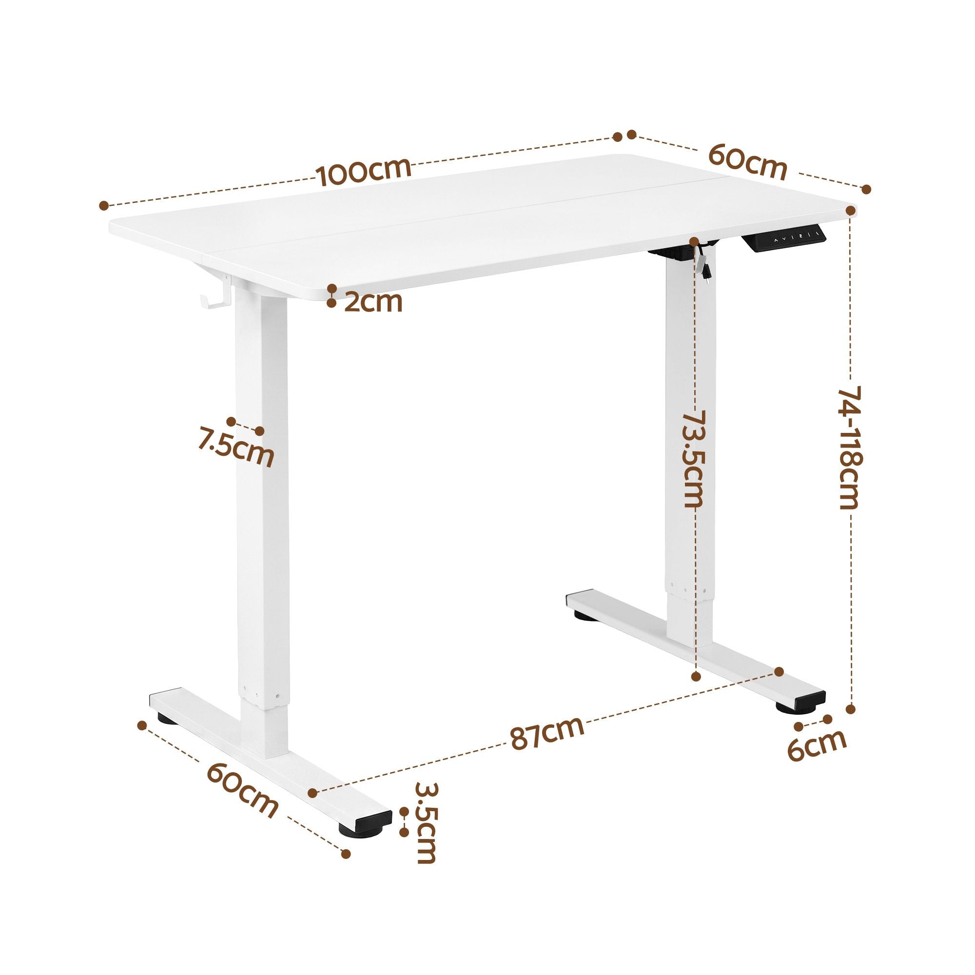Artiss Standing Desk Electric Adjustable Ergonomic Office Table 100cm White