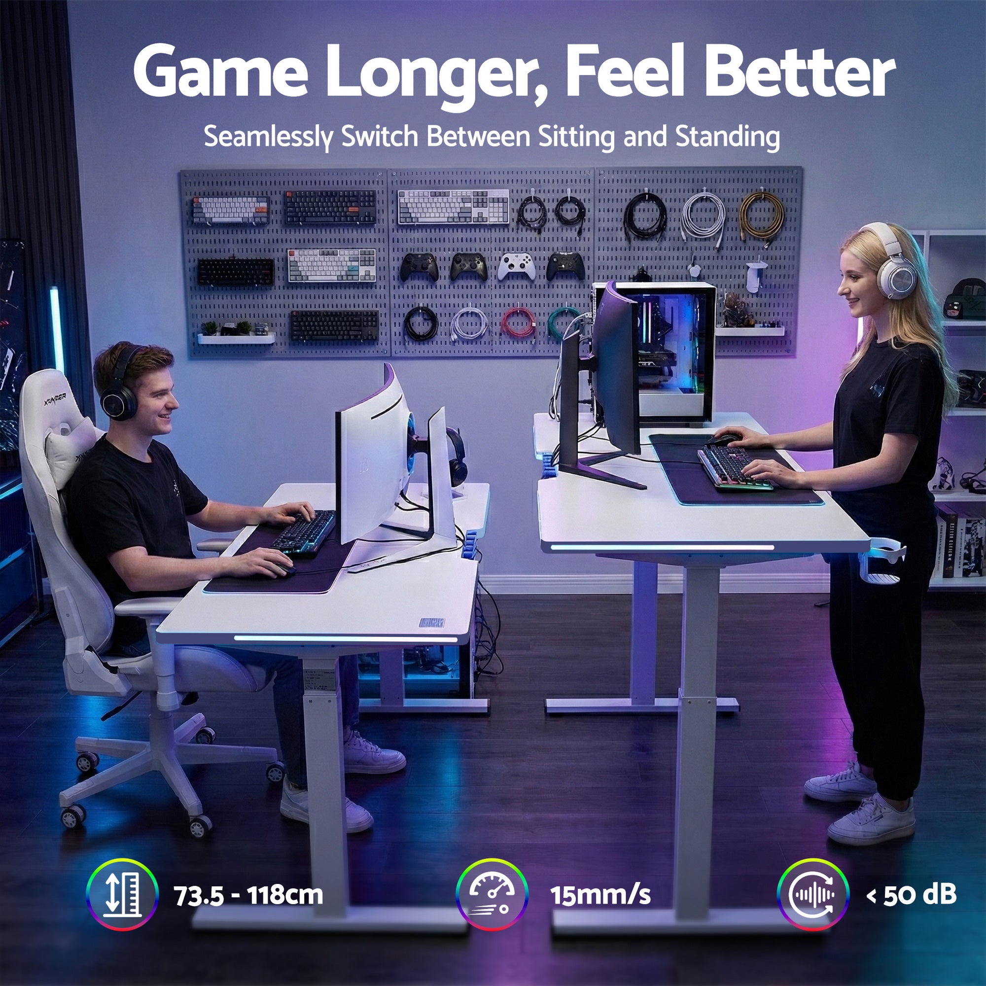 Artiss Electric Standing Desk Height Adjustable Gaming Desk Home Office 140cm-Furniture > Office > Desks-PEROZ Accessories