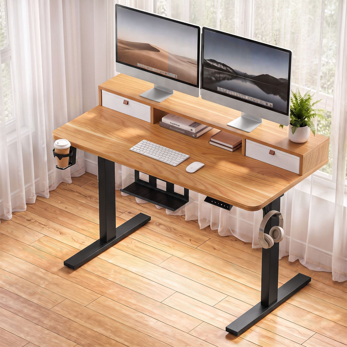 Artiss Electric Standing Desk Height Adjustable Home Office 120cm Oak